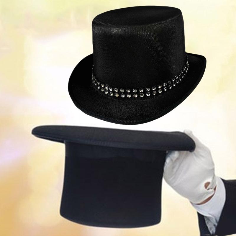 Crystal Top Hat for Musical Festival Adult All Matchiing Party Hat Unisex Headwear Stage Show Hat Roleplaying Tall Hat