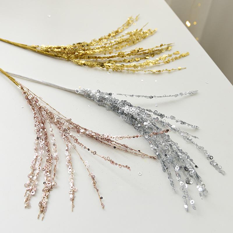 NUCHI Glitter Firework Sequins Christmas Tree Ornaments - Gold & Red.