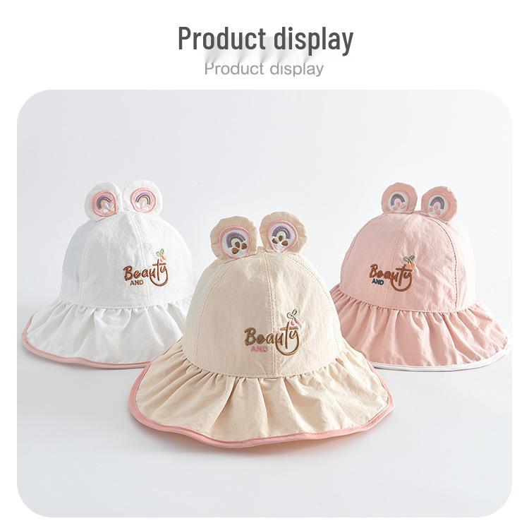 Children's Cute 3D Ears Bucket Hat - Windproof, Sun-Protective, Embroidered Fisherman Style