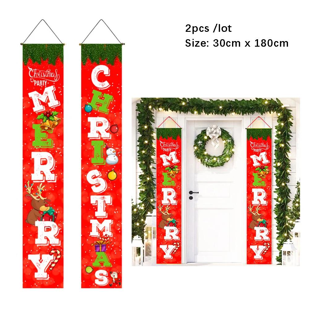 Christmas Door Hanging Banner Santa Claus Snowman Walnut Guards Merry Christmas Door Ornament Decoration New Year