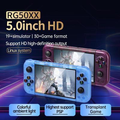 Handheld RG50XX Retro GBC Arcade Game Console with Double Open Source PSP Games and LINUX System.