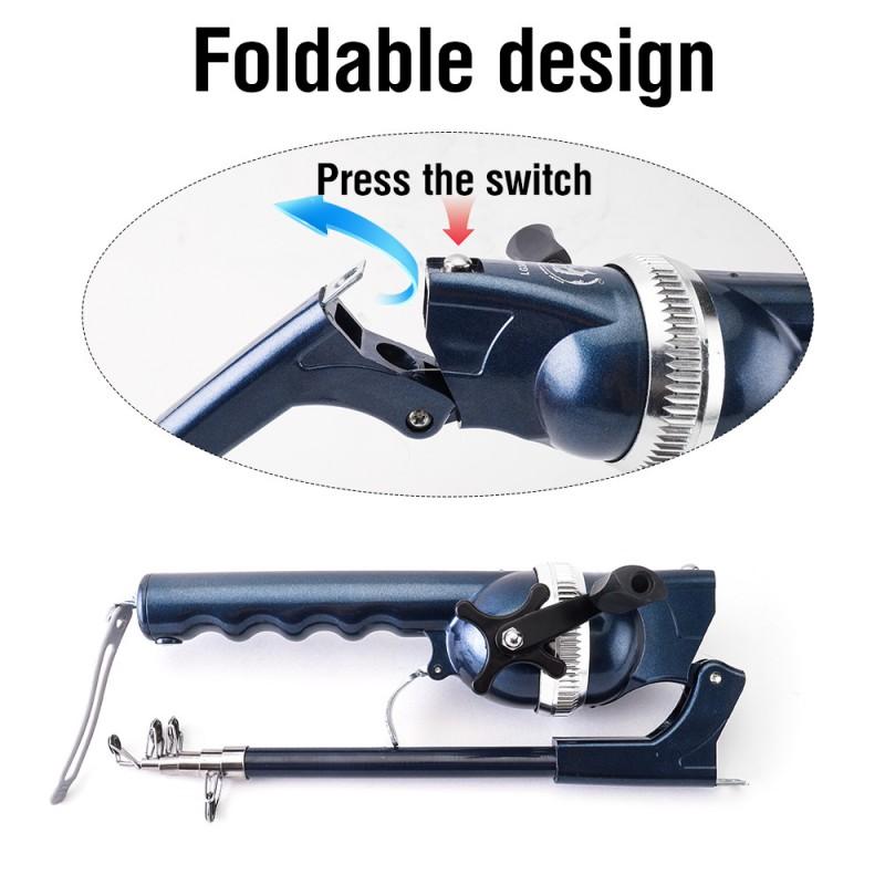 Foldable Portable Spinning Fishing Rod Combo Mini Travel Surf Casting Saltwater Freshwater