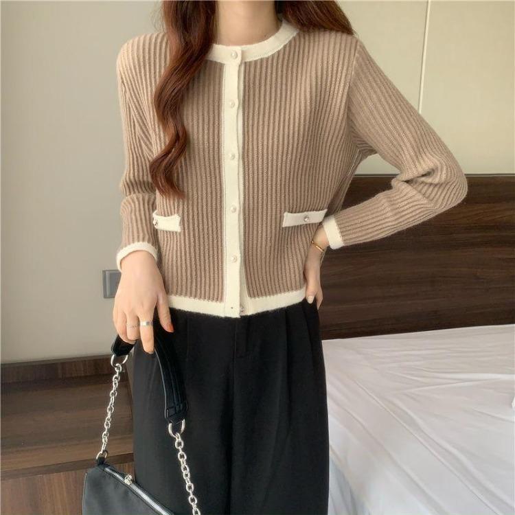 New Style Spring Autumn Thin Knitted Cardigan Sweater Coat Round Neck Top Female