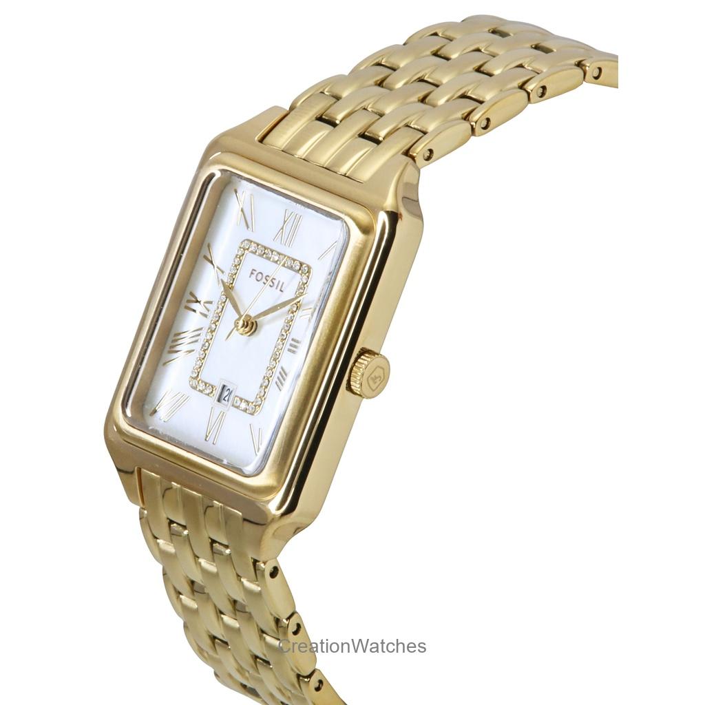 Fossil Raquel Gold Tone Stainless Steel White Mother Of Pearl Dial Quartz ES5304 Women's Watch