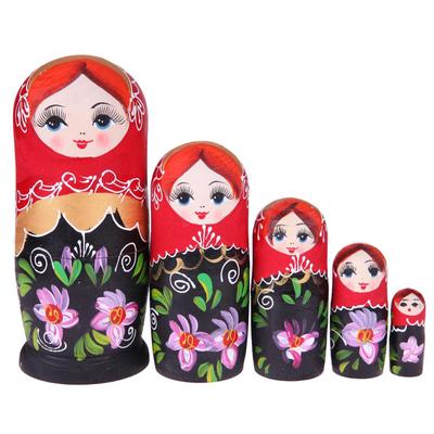 VS2# 5pcs Purple Dolls Set Wooden Russian Nesting Babushka Matryoshka Hand Paint