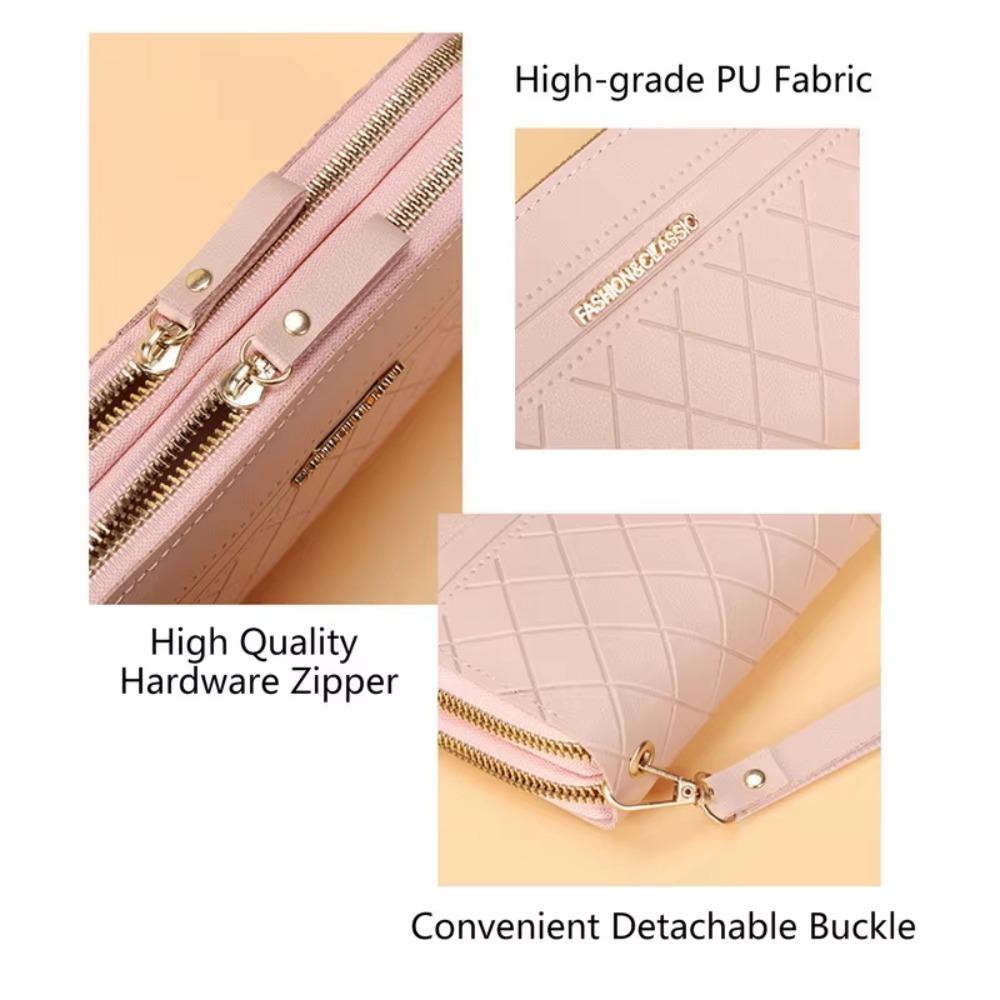 Long Women's Clutch Bag Pu Leather Mobile Phone Bag Simple Lady Long Wallet  Card Holder