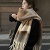 Korean Style Women's Cashmere Shawl Thickened Winter Scarves Fashion Knitted Stripe Scarf  Girls