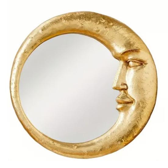 

Yousheng Зеркало настенное в форме луны Художественное зеркало в форме луны Настенный декор Зеркало с золотой кромкой для маленьких пространств Украшение спальни