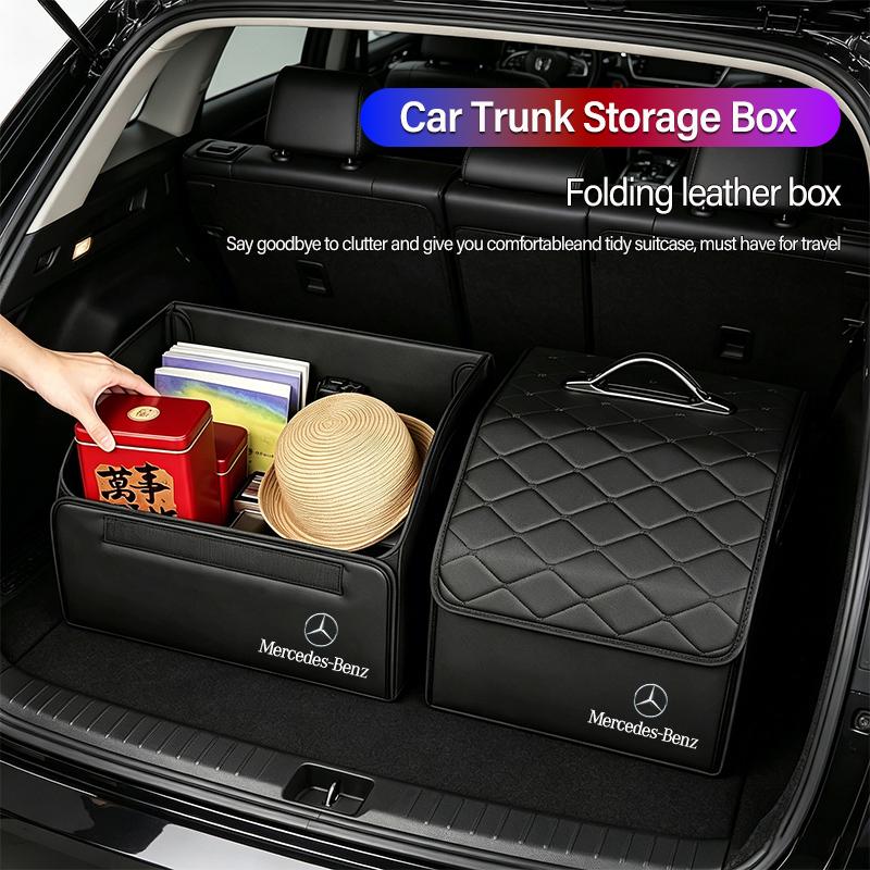 Leather Car Storage Box Trunk Organizer Bag Folding Tidying Bins For Mercedes Benz W205 W177 A Class W201 W220 GLC W203 CLA W213 Kk1