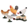 Cross-border Farmyard Decorative Chicken Figurines: Rooster, Hen, and Chicks Pecking in Courtyard with Woman, Rice, and Flower Bed