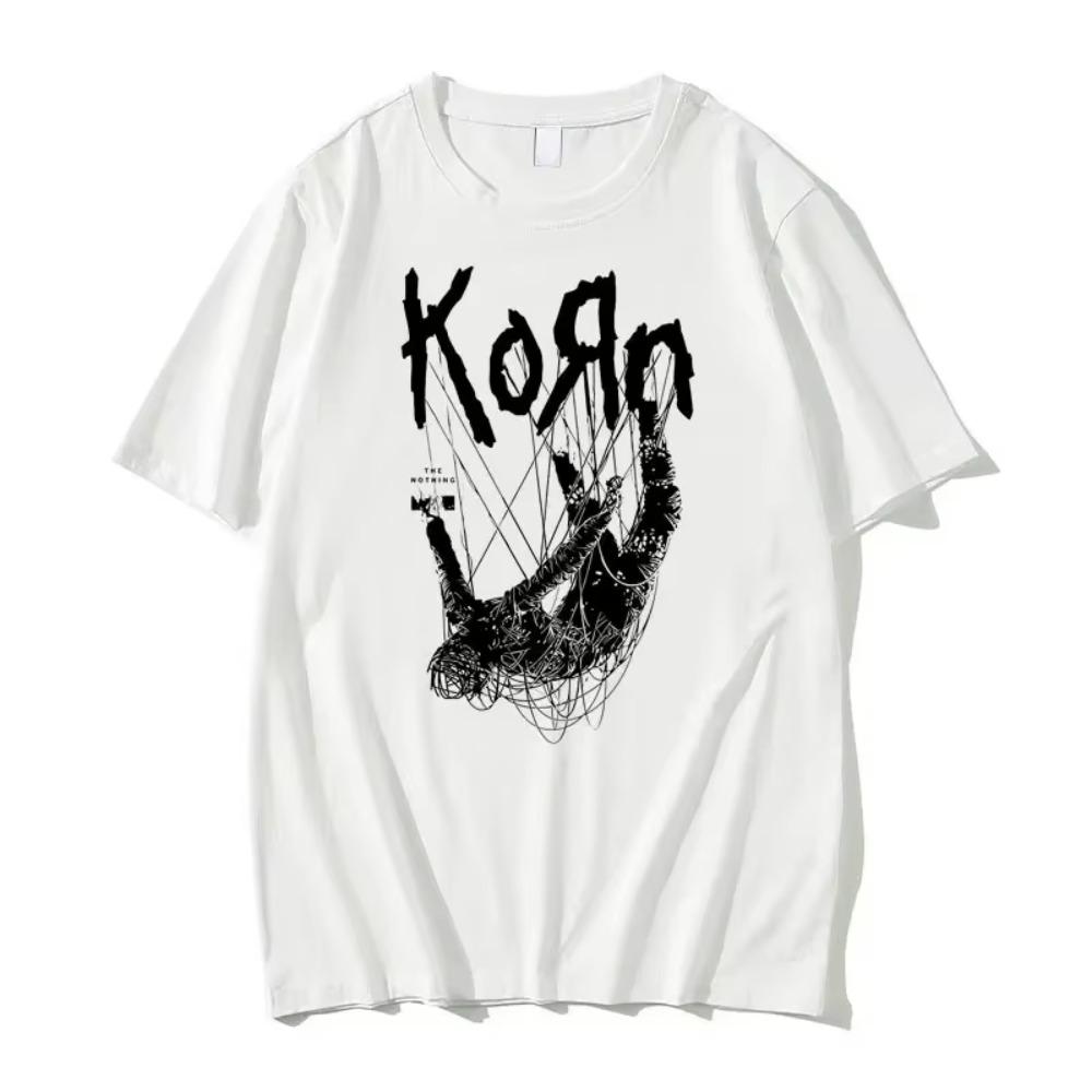 

American Singer Band Korn Print Graphic T-shirt Summer Short Sleeve Tees Tops Streetwear Casual Pure Cotton T Shirts Men s XXXXXL