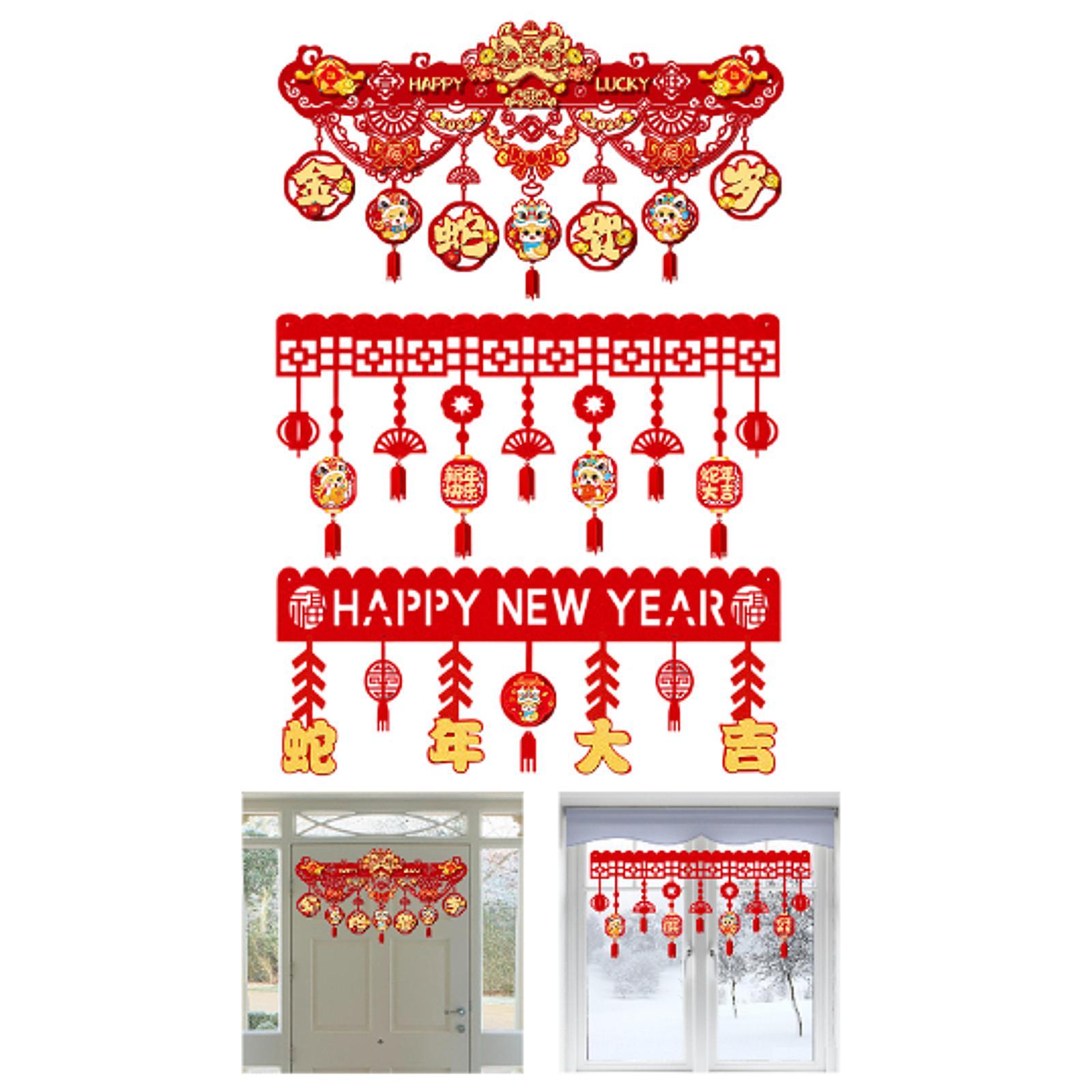 Chinese New Year Banner Garland 2025 Hanging Decoration Xmas Spring Festival Style C