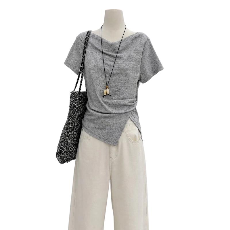 La Chapelle Women s Irregular Hem Short Sleeve T-shirt 38/39