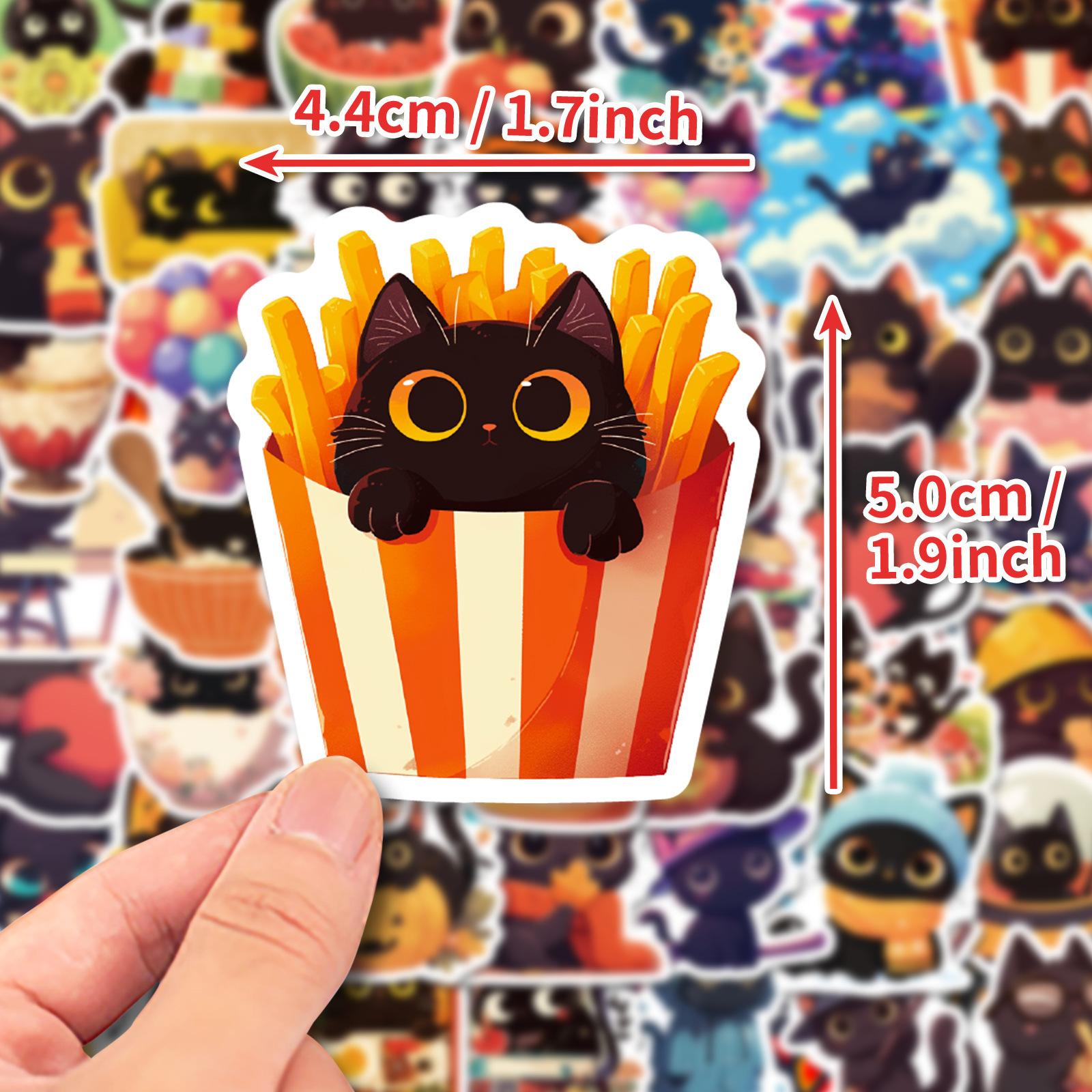 

50 листов ежедневных серий Black Cat Life Ins с мультяшными милыми наклейками для животных Diy для багажа и блокнота