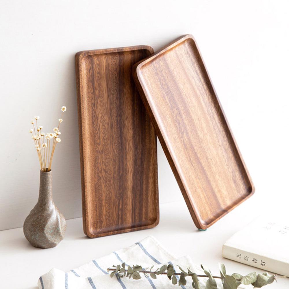 Wooden Restaurant Container Dessert Cake Tea Storage Tray Dinner Plate Snack Dishes Fruit Organizer