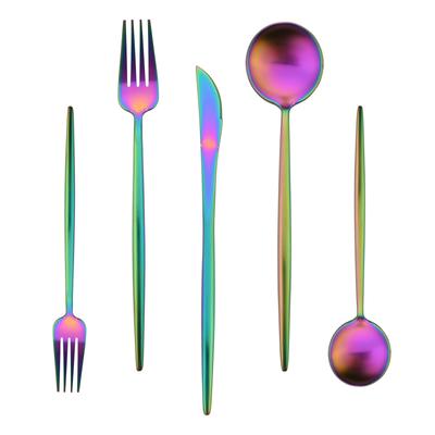 5 adet yemek takımı seti gökkuşağı mat sofra takımı çatal bıçak takımı paslanmaz çelik kaşık çatal bıçak kore tarzı gümüş sofra seti hizmeti 1
