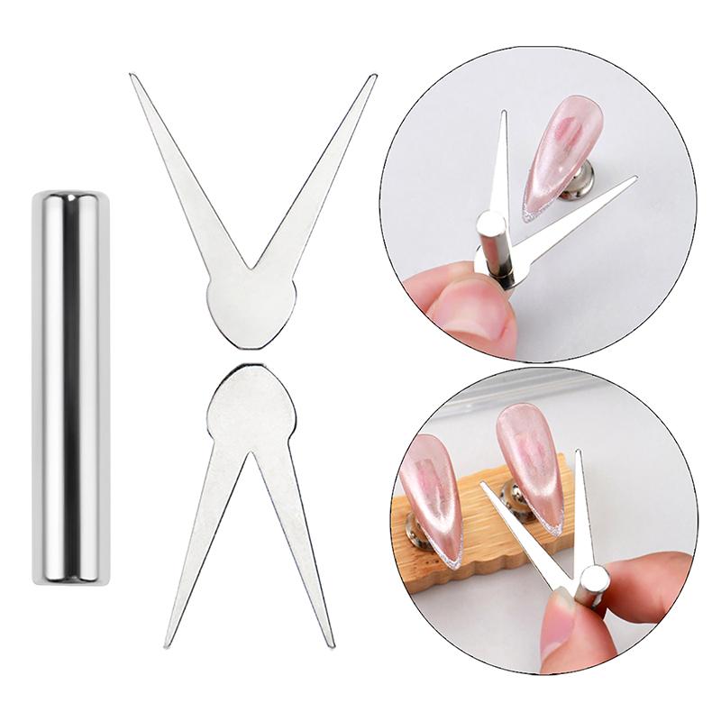 HUA Doppelkopf Französische Nailart Magnet Set Cat Eye Magnetstab Kombination Nailart DIY V-förmiger Effekt Gel Nagellack Magnet