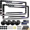 BGGTMO Mounta License Plate Frame- Black Aluminum Car Tag Cover Holder With Stainless Steel Screws Caps, Snow Mountain Tree Decal Sticker, 1 Pack 2