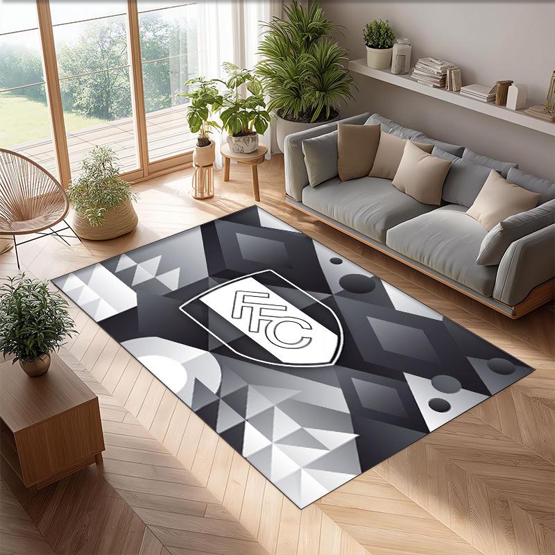 Fulham Football Print Crystal Velvet Rug, Comfortable Water Absorbent Non Slip Indoor Floor Carpet