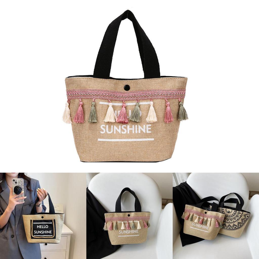 Cotton Linen Tote Bag With Letter Pattern For Daily Casual Fashion Girls