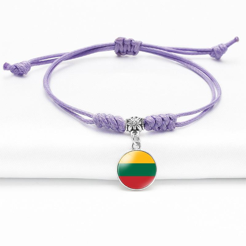 Purple Stylish Unisex Charm Bracelet With European Country Flags Length Adjustable