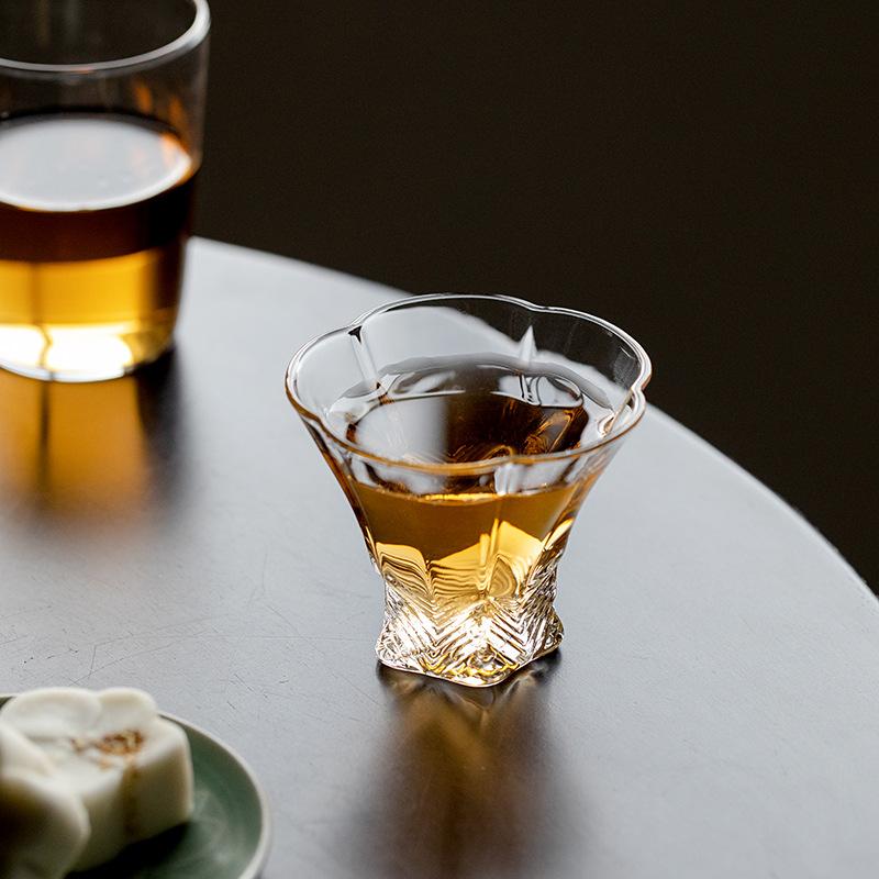 

Japanese Style Glass Teacup Heat Resistant Transparent Single Cup Chahai Small Teacup Kung Fu Teaware Accessories 80ml New 80ml