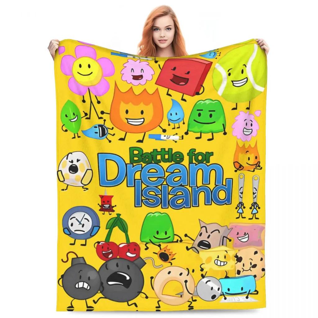 BFDI Inanimate Insanity Alle Charaktere Cartoon-Decke Battle for Dream Island Decke Bettwäsche Büro Weiche Schlafzimmer-Steppdecke