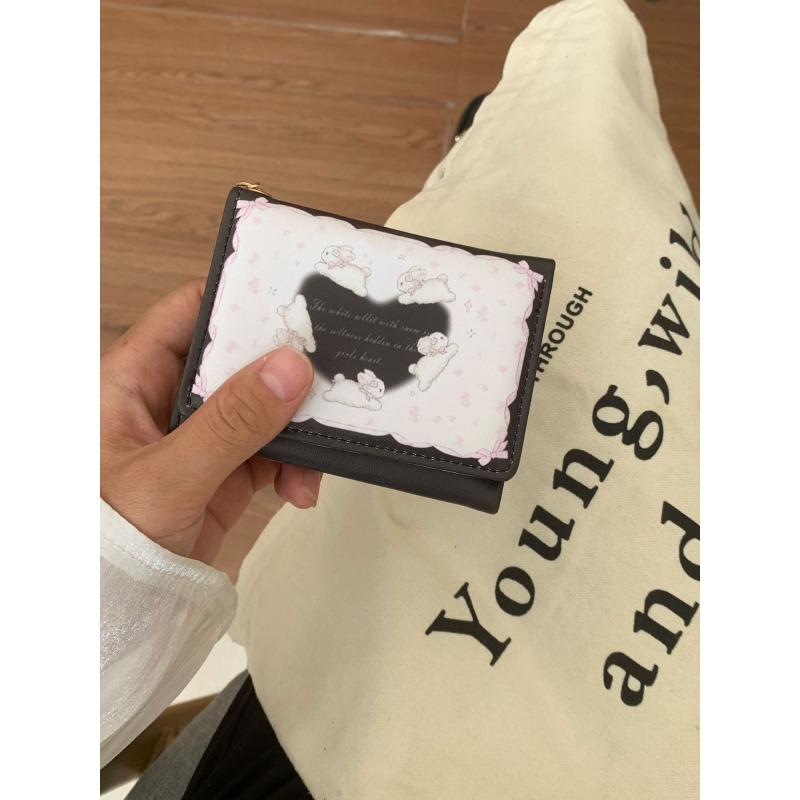 New Mini Mini Wallet for Women  Short and Cute Heart-shaped Little Fluffy Ball Wallet Korean Version Student Personality Zero Bag