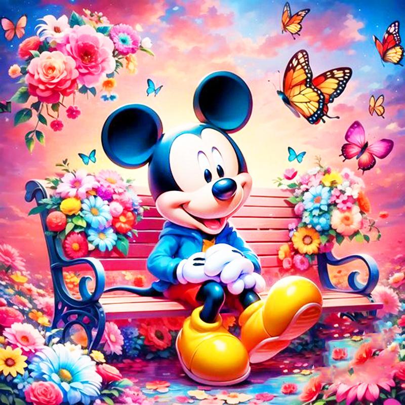 

Алмазная мозаика Минни Маус Микки Мультяшная Бабочка Природа Настенная картина из страз Round 50x50cm