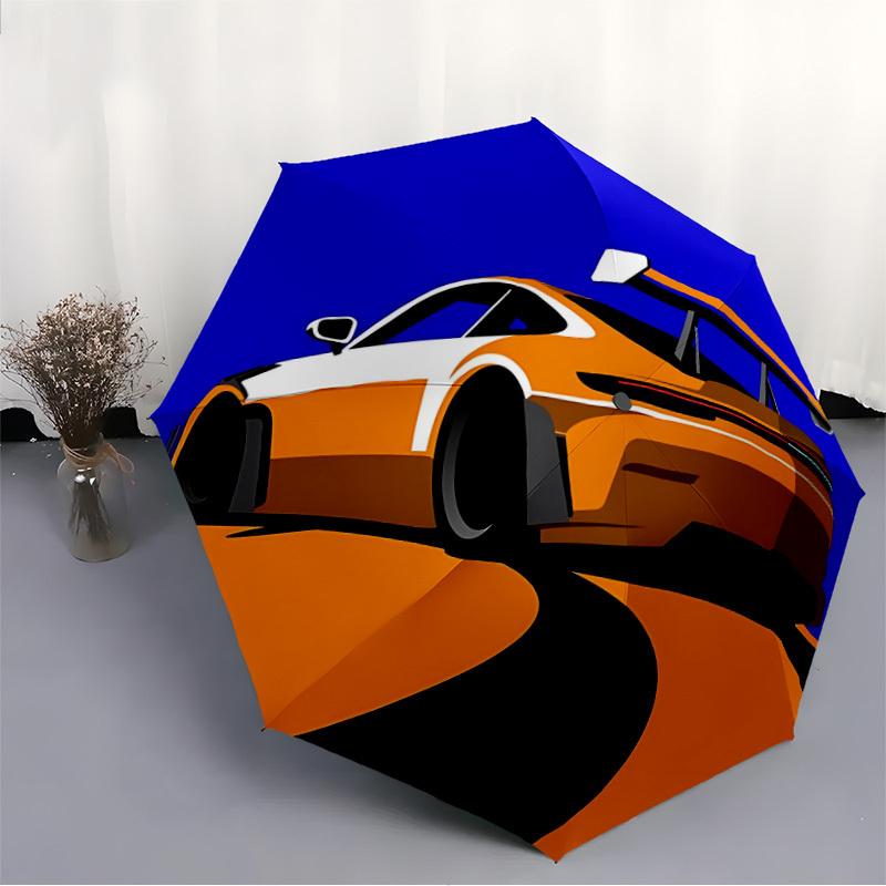 1 pièce Parapluie Pliant Automatique Véhicule de Course de Voiture de Sport - Compact 8 Côtes, Plastique et Fer Durables, Léger pour Usage Quotidien en Extérieur084