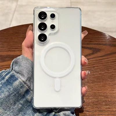 Für Magsafe Magnetische Lade Hülle Transparente Handyhülle Für Samsung Galaxy S25 S24 S23 Ultra S22 Plus S21 FE Klare Acryl Dünne Hülle