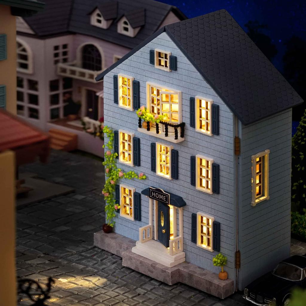 CUTEROOM Wooden Dollhouse Kit DIY Miniature House for Kids Toy for Girls and Boys Comes with Furniture - - - (D031)