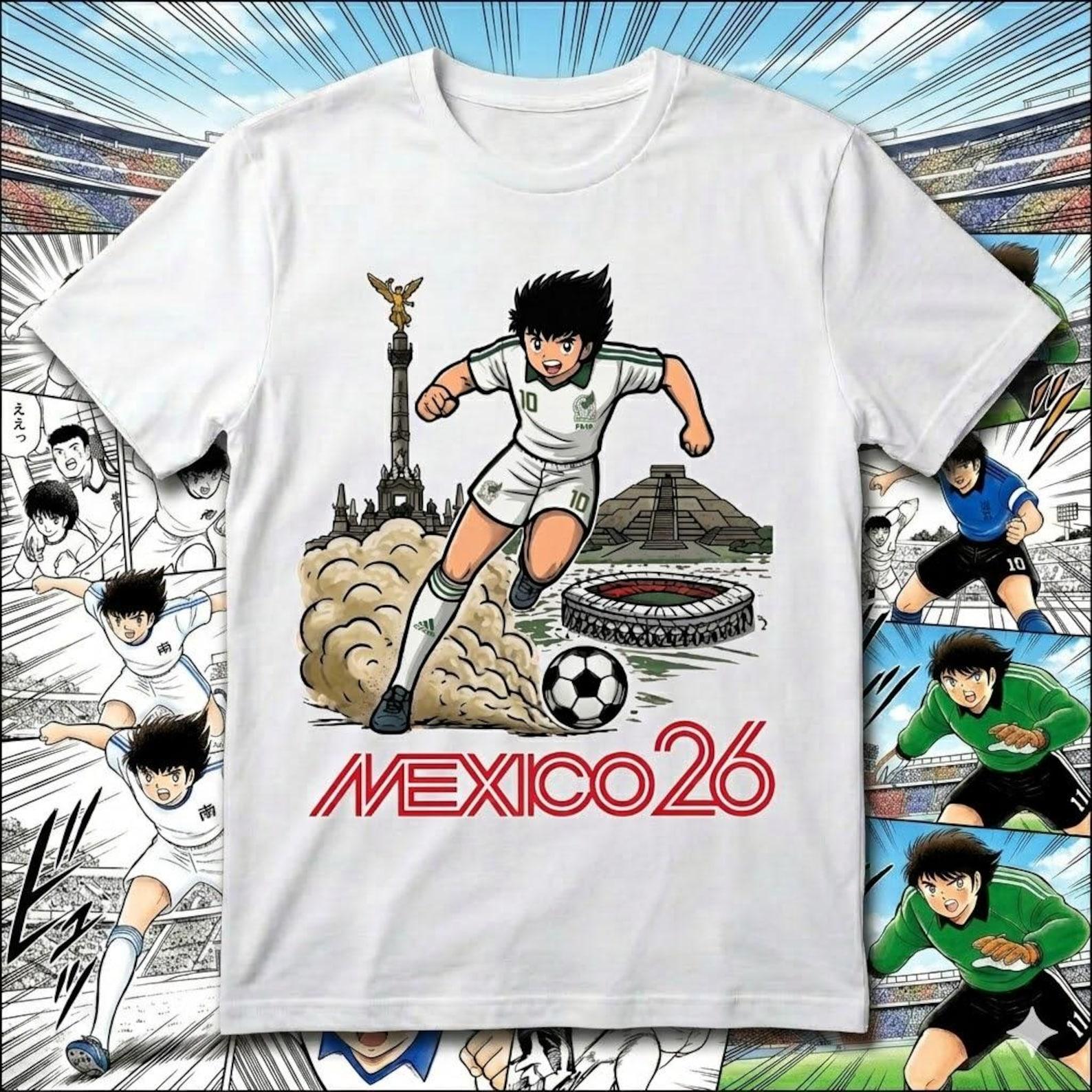 Captain Tsubasa Mexico 2026 Soccer Shirt 02, Anime Football Tee, Super Campeones Fan Apparel L