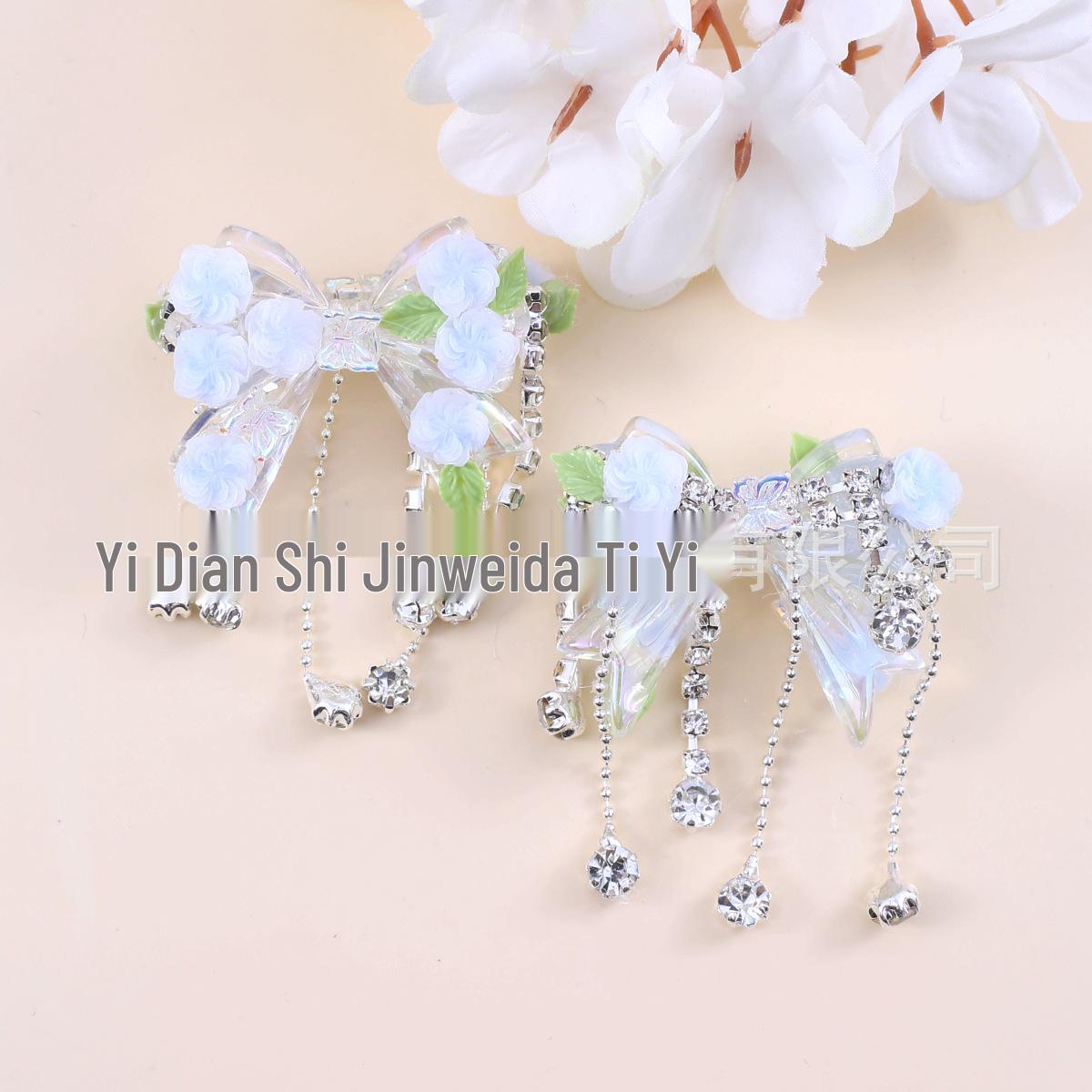 

Увеличенная прочная цепочка для мобильного телефона с кружевом, цветком, кисточками, стразами и расписанными вручную бусинами для DIY аксессуаров