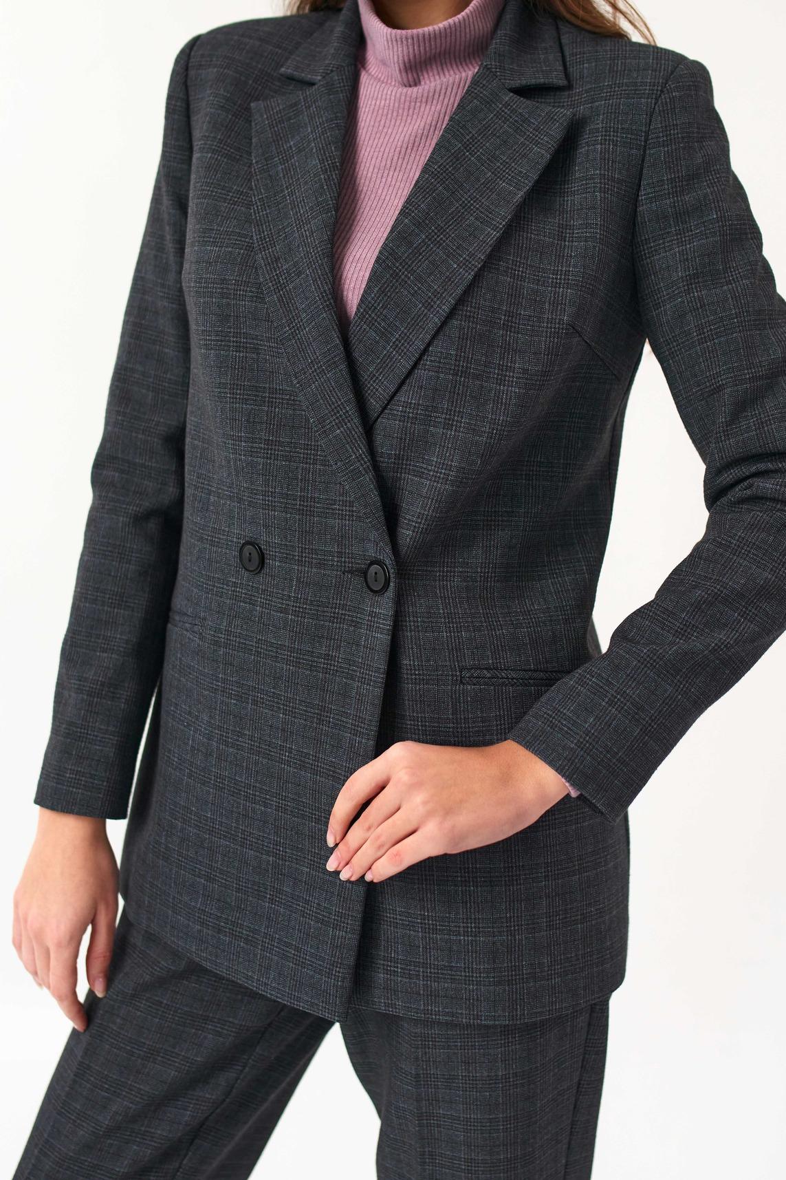 

Сірий подовжений піджак у клітку з підкладкою 40 миш яковий