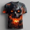 Halloween Skull 3D Printed Men and Women Casual Short-sleeved T-shirt Round Neck Fashion Trend Super Cool Daily Men's Clothing