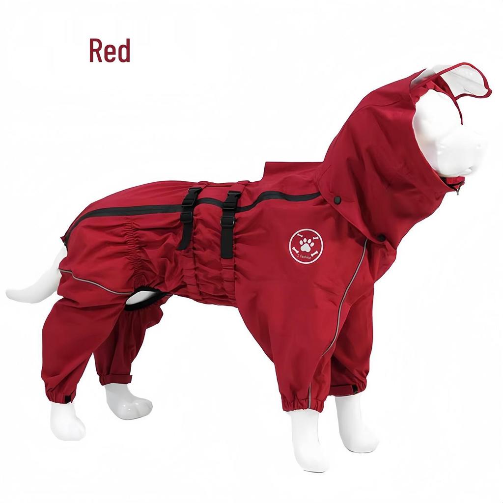 Adjustable Full Coverage Raincoat for Medium to Large Dogs: Golden Retriever, Labrador, German Shepherd - Sealed Seam, Four-Leg Design