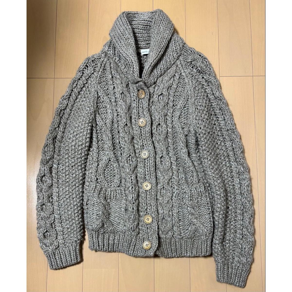 earth music&ecology earth music ecology cable knit beige cardigan M