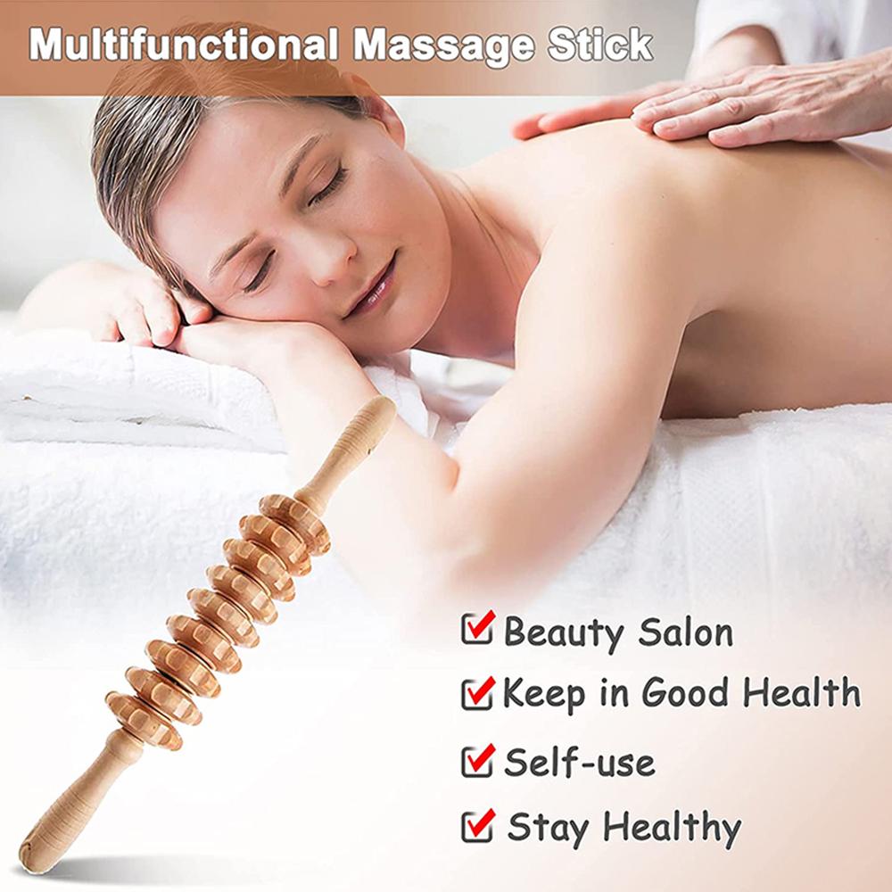 Tcare Wooden Exercise Roller Gua Sha Handheld Cellulite Blasters Sports Injury Body Trigger Point Muscle Roller Sticks Massager