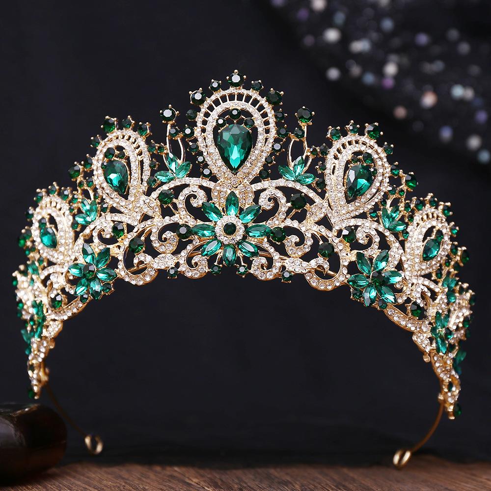 DIEZI 8 Colors Baroque Rhinestone Flower Tiara For Women Party Luxury Bridal Bride Crystal Crown Hair Accessories Jewelry