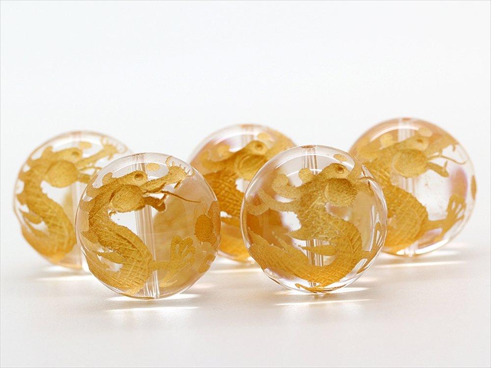Sekihui Separately 5 Gold Carved Emperor Dragon Crystal 20mm Ball Power Stone with 1m of Rubber for Making Threading Wire Bracelet Making Instructions