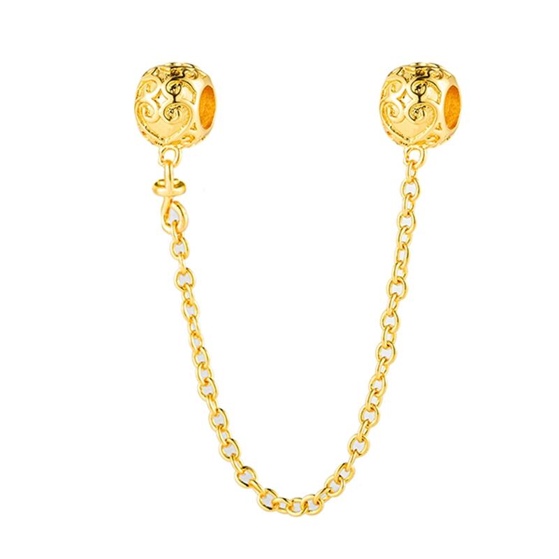 Gold Plated Heart Flower Clip Charm Beads Dangle For Snake Bracelet Necklace DIY Jewelry Women Gift Sparking