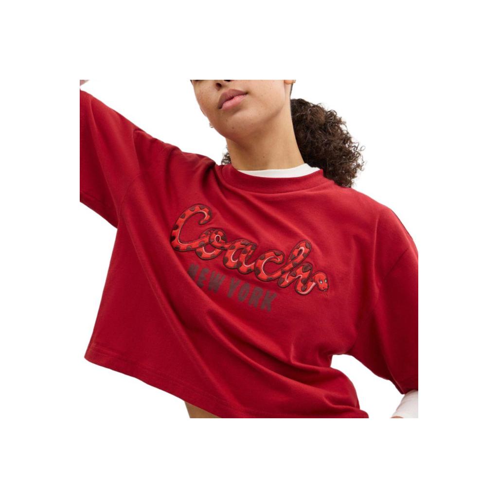 Coach Solid Color Short Sleeve Round Neck T-Shirt Women tops Red CX311-RED