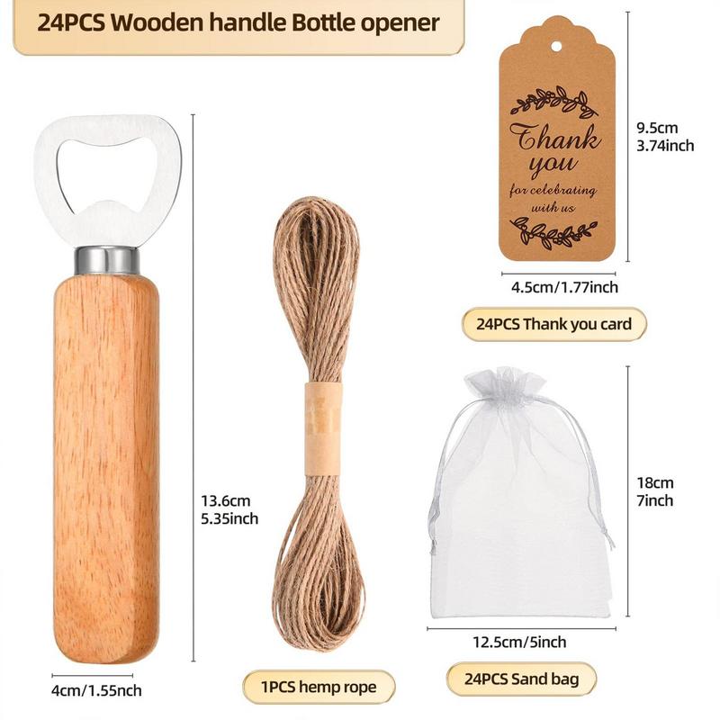 Stainless Steel Beer Bottle Opener With Wooden Handle Wedding Gifts For Guests Kitchen Bar Tools Promotion Gift With 24 Pcs