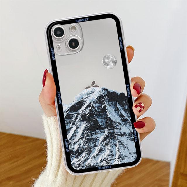 Clear Case For Apple iPhone 14 11 13 12 Pro 7 8 Plus XR X XS Max 6 6S 13Pro Silicone Phone Cover Aesthetic Snow Mountain