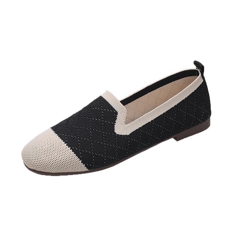

Летние туфли на плоской подошве с квадратным носком, женские мягкие трикотажные туфли без застежек, модный тренд, уверенные шаги, комфорт и простота обуви 40 чёрный