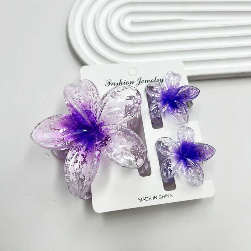Sada skřipců do vlasů s frangipani: Květinové vlasové doplňky s imitací mramoru pro módní svátky