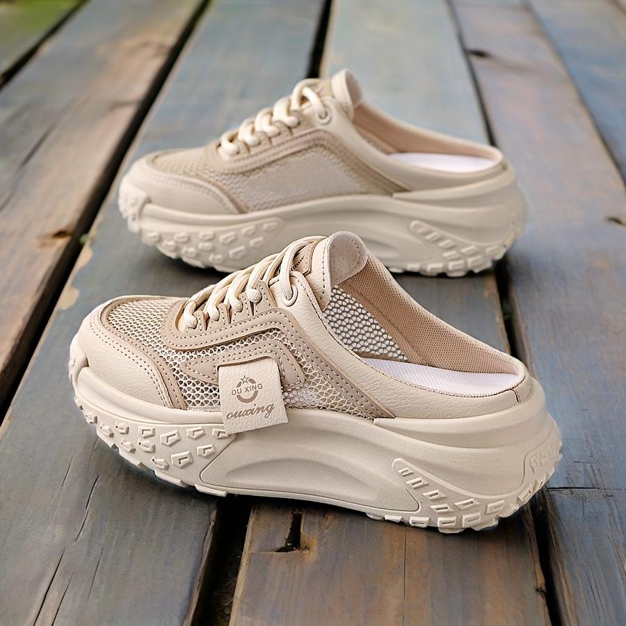 Platform-absorbing Bottom Women Summer Casual Sports Shoes - Breathable Mesh, Strap Low-top Design, Wear-resistant TPU Outsole