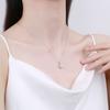 Sterling Round Moissanite Zircon Pendant Necklace Women Lightweight Minimalist Chain Jewelry