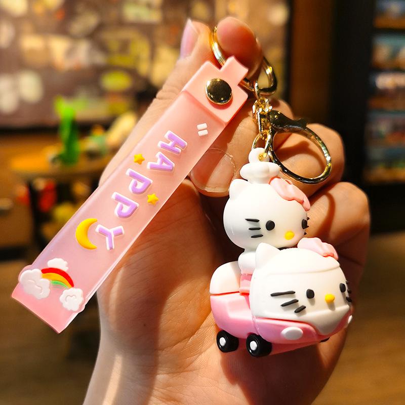 Tram Sanrio Kuromimi Keychain Cartoon Small Gift Doll Machine Car Keychain Gift Push Gift Cute Personalized Gifts Y2k Fashion